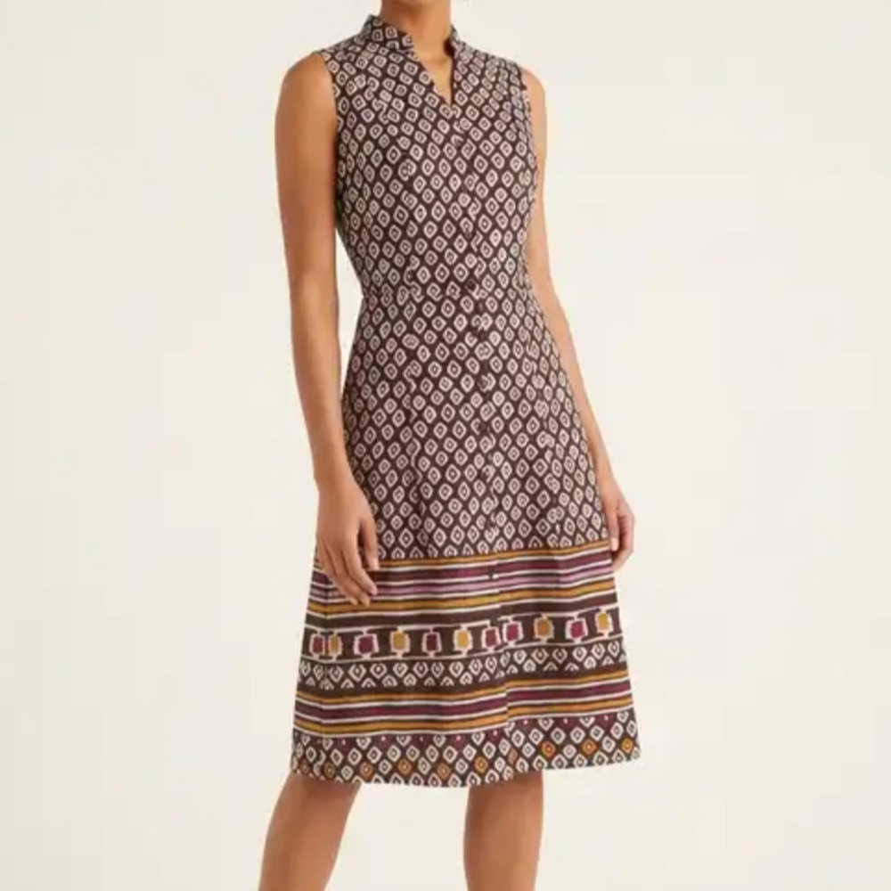CHARTER CLUB 100% Cotton Button Front Midi Dress